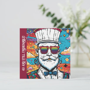 Bearded Man Fashion Portrait Invitation