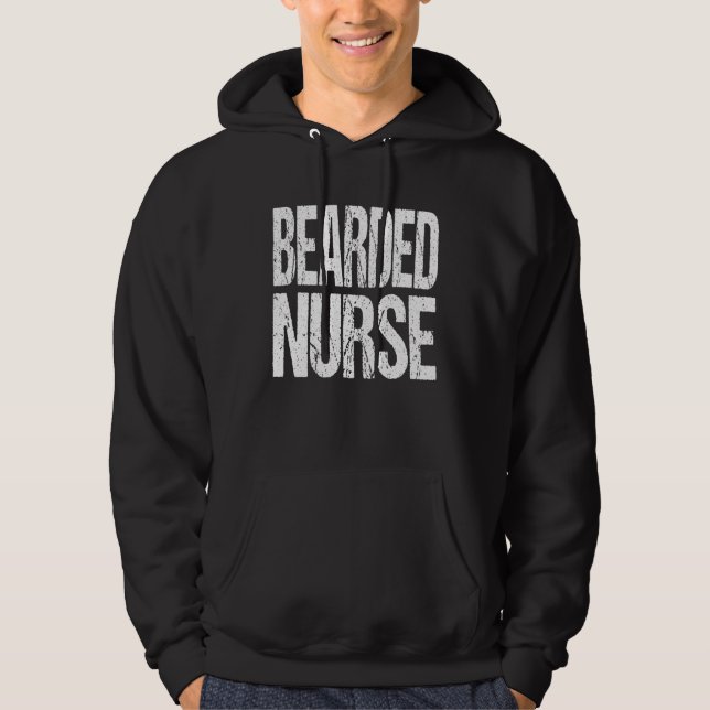 Bearded Nurse with Large Distressed Letters Men Hoodie (Front)