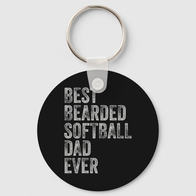 Bearded Softball Dad Fathers Day  Keychain (Front)