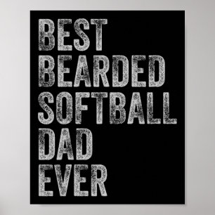 Bearded Softball Dad Fathers Day Poster