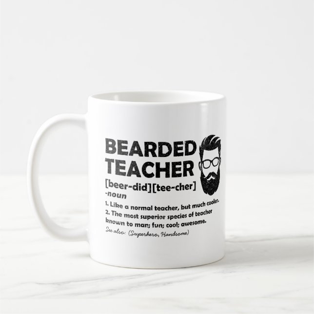 Bearded Teacher Funny Definition Personalized Coffee Mug (Left)
