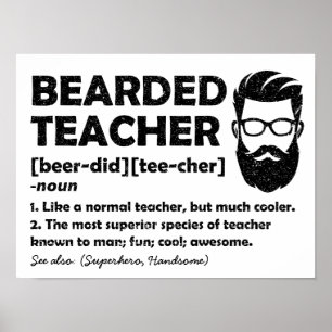 Bearded Teacher Funny Definition Personalized Poster