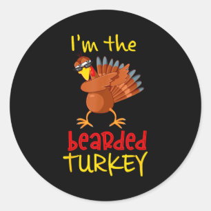 Bearded Turkey Matching Family Group Thanksgiving  Classic Round Sticker