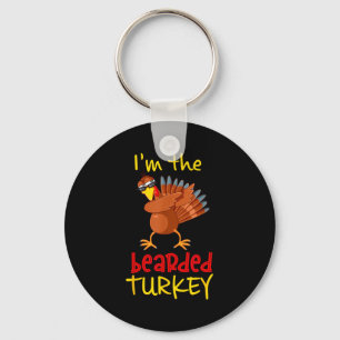 Bearded Turkey Matching Family Group Thanksgiving  Keychain