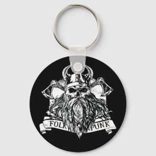 Bearded Viking Warrior Keychain