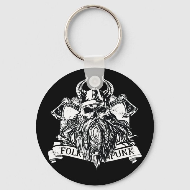 Bearded Viking Warrior Keychain (Front)