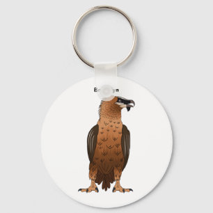 Bearded Vulture cartoon illustration Keychain
