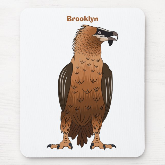 Bearded Vulture cartoon illustration  Mouse Pad (Front)