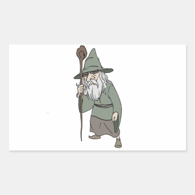Bearded Wizard with Wizard's Staff Sticker (Front)