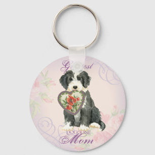 Beardie Heart Mom Keychain