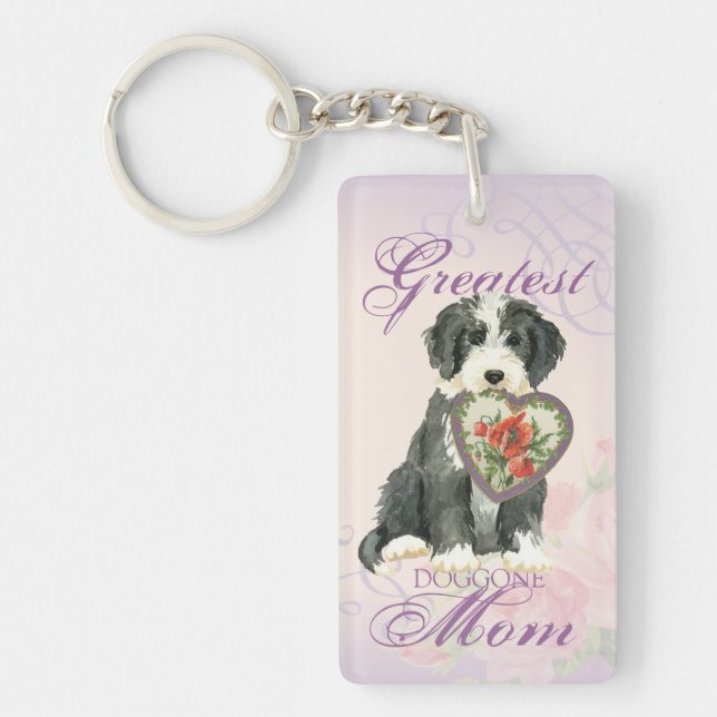 Beardie Heart Mom Keychain (Front)