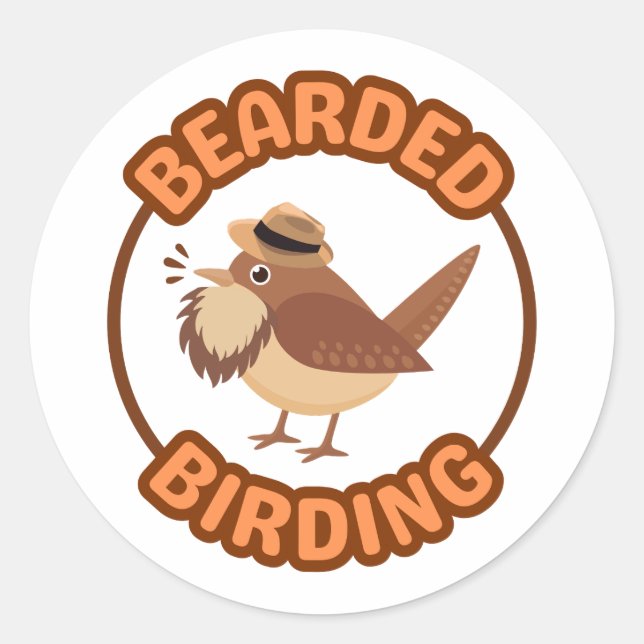 Bearding Birding with Brown Beard Sticker (Front)
