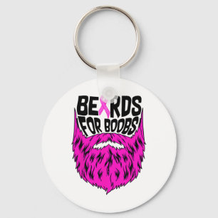 Beards For Breast Breast Cancer Awareness Support Keychain