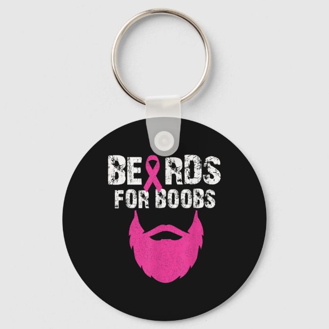 Beards For S Breast Cancer Awareness Tee  Keychain (Front)