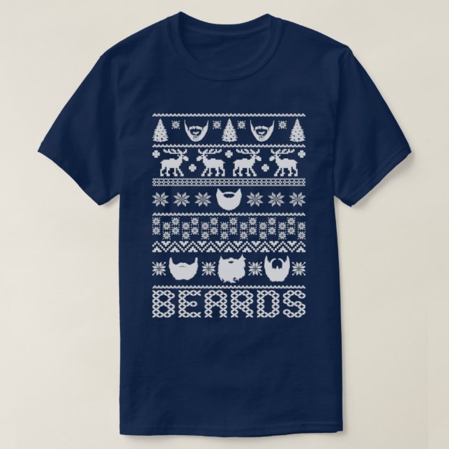 Beards Ugly Christmas T-Shirt (Design Front)