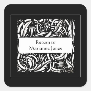 Beardsley Acanthus Leaf Bookplate Square Sticker