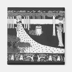 Beardsley Art Nouveau Black and White Woman Magnet