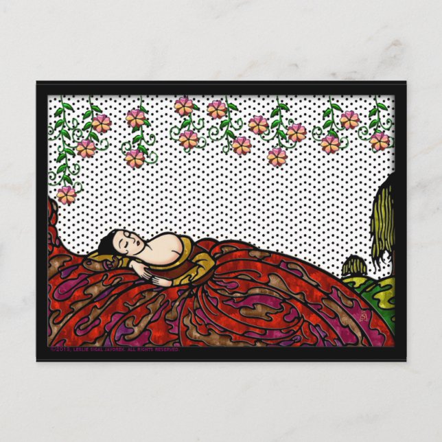 Beardsley Inspired Sleeping Princess Postcard (Front)