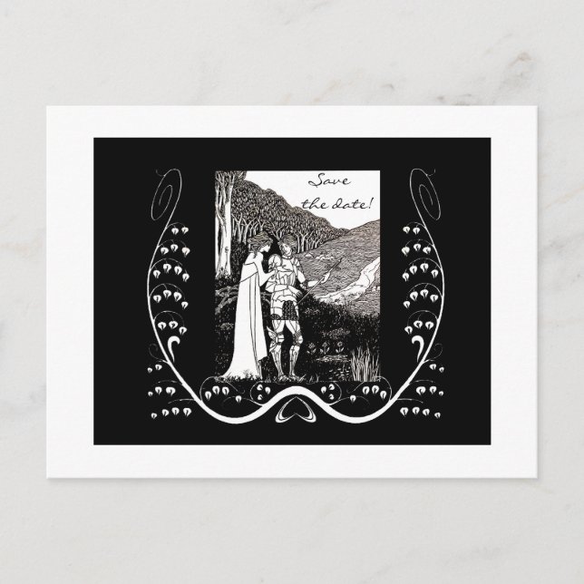 Beardsley Knight & Lady Enregistrer la date Carte  (Devant)