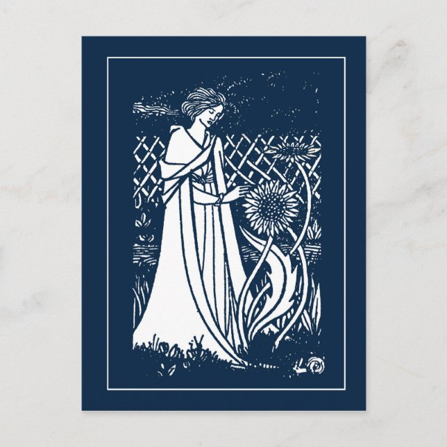 Beardsley Lady & Sunflowers Post Card (Front)