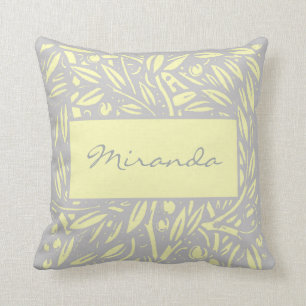 Beardsley Nouveau Garden Border Monogram Pillow