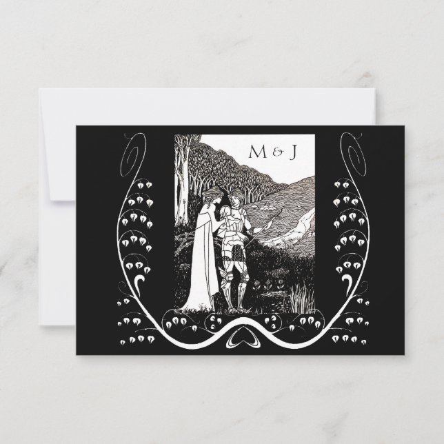 Beardsley Nouveau Knight & Lady Response Card (Front)