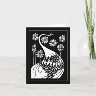 Beardsley Nouveau Peacock Note Card