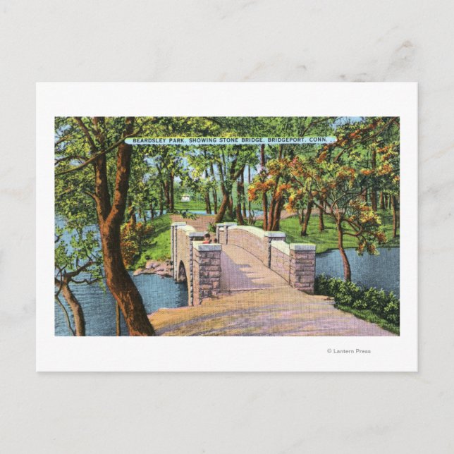 Beardsley Park View of the Stone Bridge Postcard (Front)