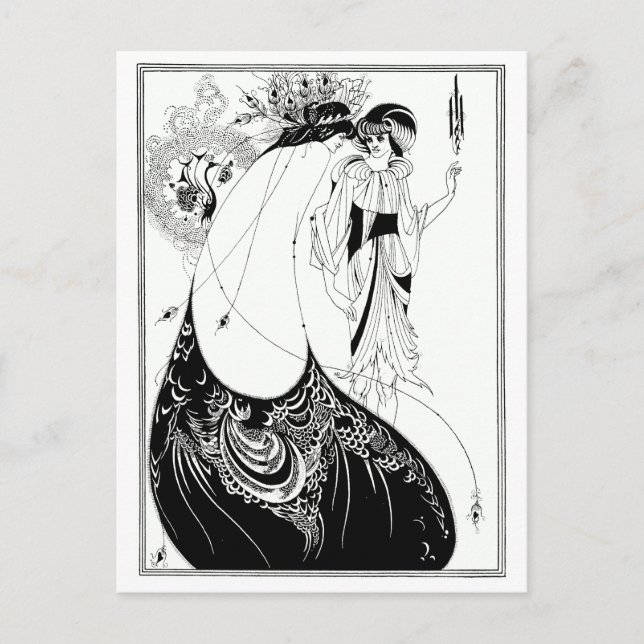 Beardsley Peacock Skirt Vintage Postcard (Front)