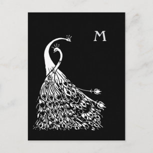 Beardsley Peacocks Paire Monogramme Carte postale