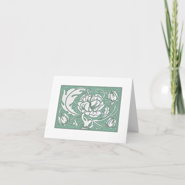 Beardsley Peony Art Nouveau Note Cards (Front)