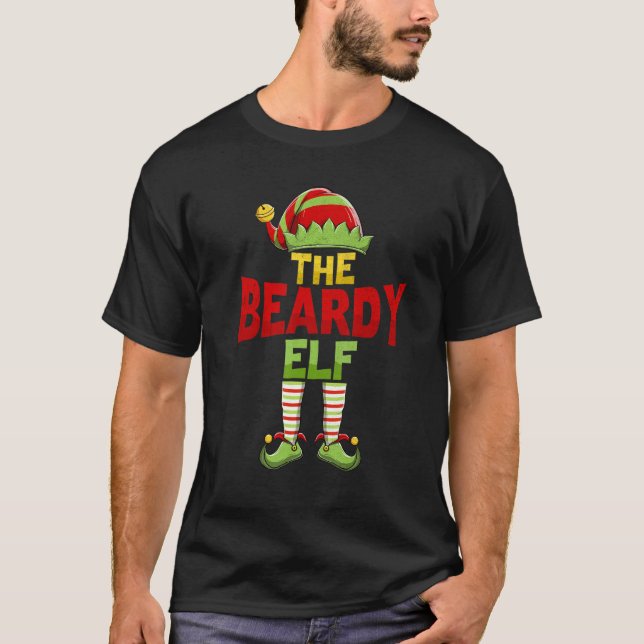 Beardy ELF Family Matching Group Christmas Pajamas T-Shirt (Front)