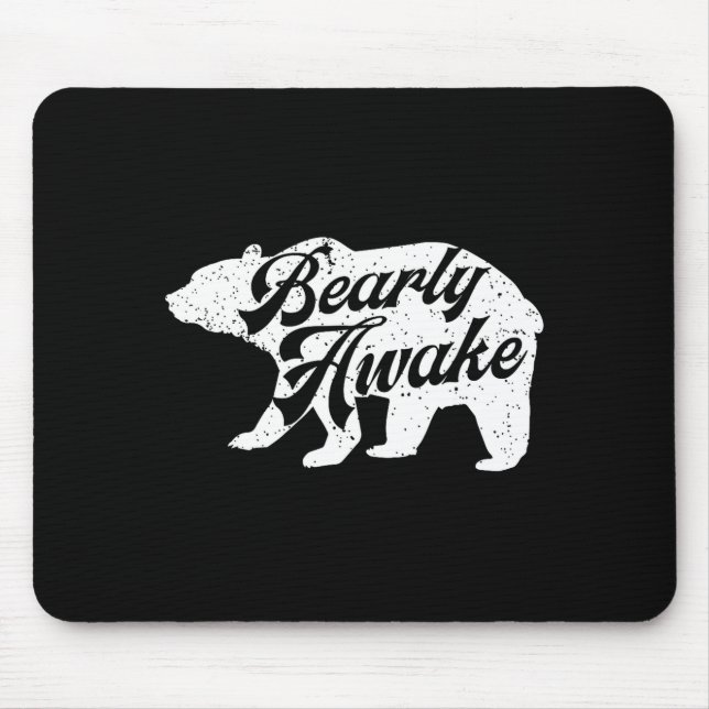 Bearly Awake Bear. Funny Bear Christmas Pajamas Gi Mouse Pad (Front)