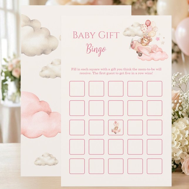 Bearly Baby Shower Gift Bingo Game    (We Can Bealy Wait Tedd Bear Gift Bingo Game | Girl Baby Shower)