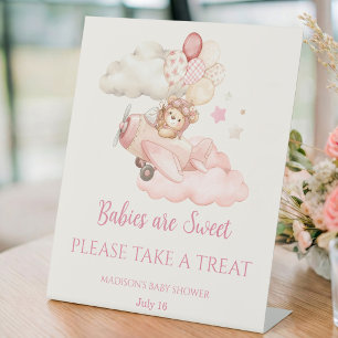 Bearly Baby Shower Please Take a Treat  Pedestal Sign