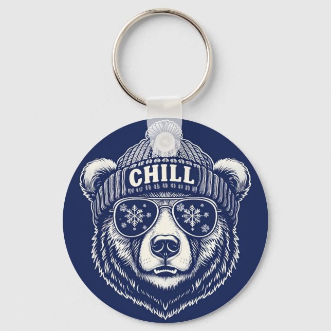Bearly Cool Keychain" Keychain (Back)
