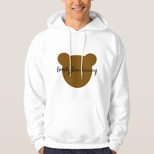 Bearly Functioning Funny Men's Hoodie | Cute Bear  (Front)