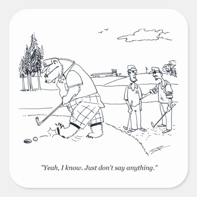 Bearly Golf gros autocollants carrés (Devant)