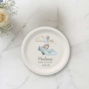 Bearly Wait Airplane Baby Shower Plate