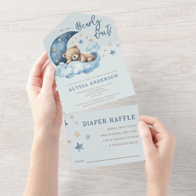 Bearly Wait Baby Shower All In One Invitation (Tearaway)