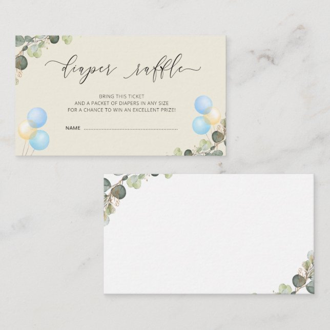 bearly wait baby shower diaper raffle card (Front/Back)