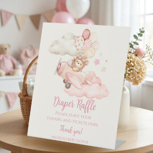 Bearly Wait Baby Shower Diaper Raffle Pedestal Sign