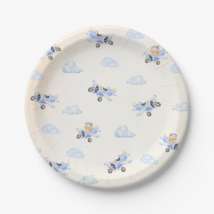 Bearly Wait Baby Shower Flying Bear & Cloud Paper Plate