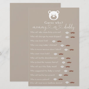 Bearly Wait Baby Shower  "Guess Who" Game