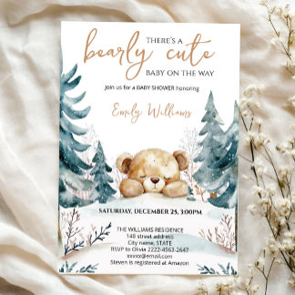 Bearly Wait Baby Shower Invitation | Woodland Bear