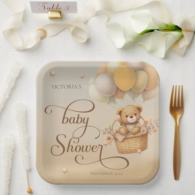 Bearly wait baby shower  paper plate (Wedding)