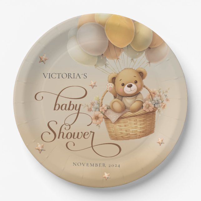 Bearly wait baby shower  paper plate (Front)