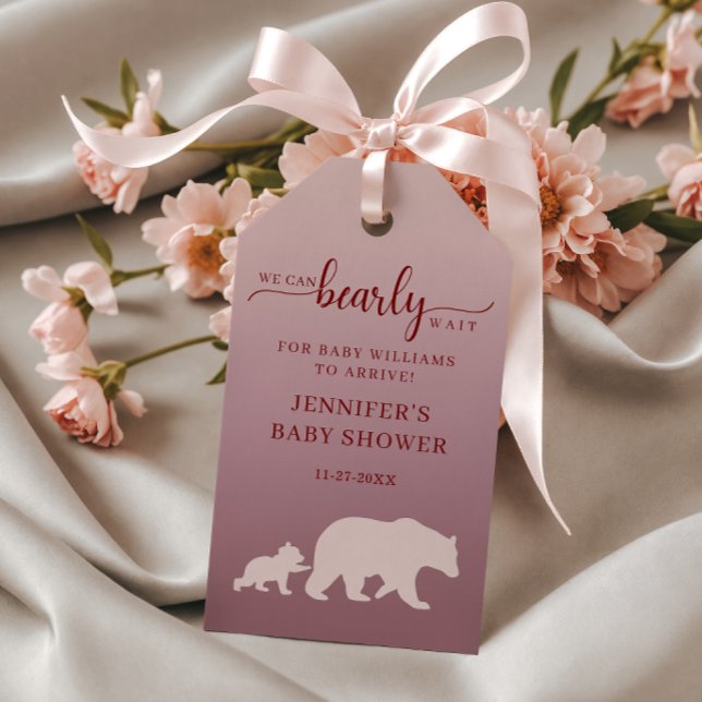 Bearly Wait Baby Shower Tag Girl Pink Woodland (Creator Uploaded)