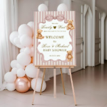 Bearly Wait Baby Shower Welcome Sign Teddy Bear