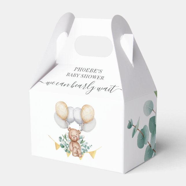 Bearly Wait Baby Shower Woodland Bear Animal Favor Box (Front Side)